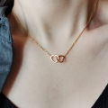 Double Heart Necklace Stainless Steel Hollow Heart Pendant Clavicle Necklace Yao Store. 