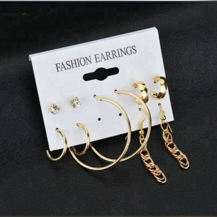 5 pairs/set hoop fine hanging chain jewelry sets earring for women's fashion - Kaner Dul - Kaner Dul