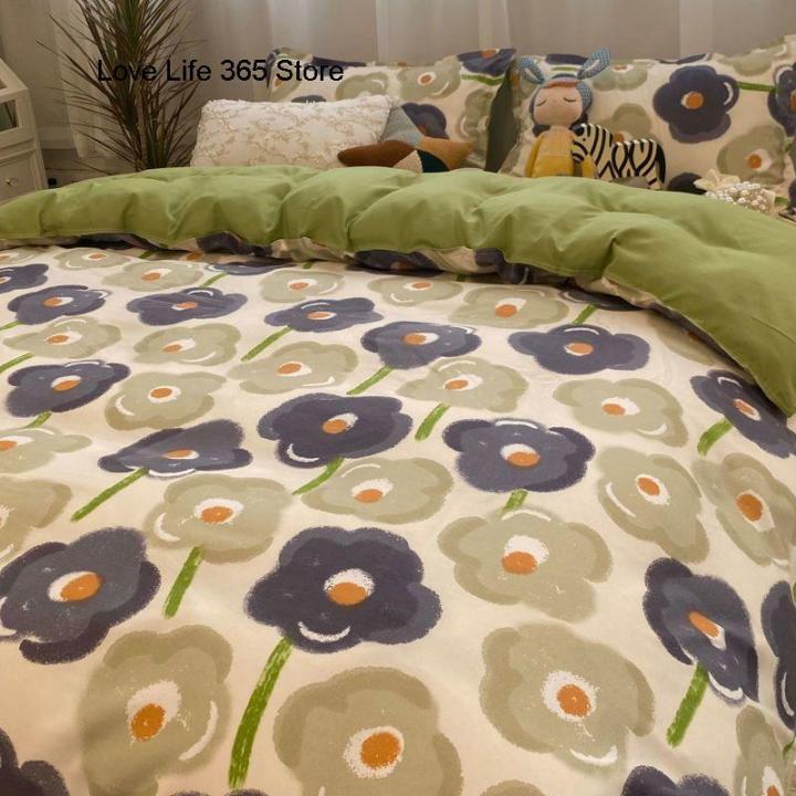 Sweet%20Blue%20And%20Yellow%20Love%20Heart%20Printed%20Bedding%20Set%20For%20Girl%20Adult%20Child%20Quilt%20Cover%20Soft%20Flat%20Sheet%20Pillowcases%20Soft%20Bed%20Linen%20-%20Image%205