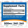 Nutricost L-Glutathione (Reduced), 500 mg, 240 Capsules. 