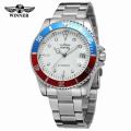 WINNER Automatic Mechanical Watch Business Casual Waterproof Luminous Calendar Hollow Steel Strap Watch Men's 8066. 
