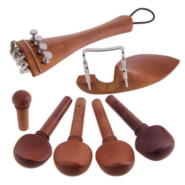 A Natural Jujube wood 4/4 violin Parts accessories Set of Fine-Tuning, Chinrest Chin Rest, Strings, Tail Nail, Tail Rope, Screw, Drawplates, Knob