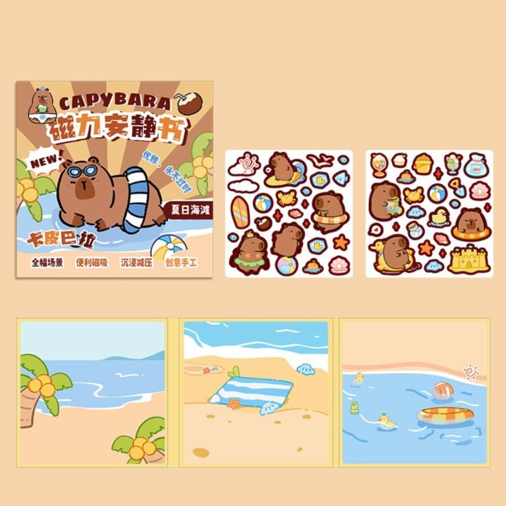 Cute%20Kawaii%20Capybara%20Toy%20Capybara%20Handmade%20Scene%20Sticker%20Book%20Repeatable%20Paste%20Cartoon%20Magnetic%20Quiet%20Book%20-%20Image%208