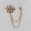 Rhinestone Crown Tassel Brooch Lapel Pins For Men Suit Shirt Jewelry Accessories. 
