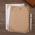Stationery, letterhead, kraft paper, book, retro flower rabbit design, 10 pieces/set, writing paper set, office school supplies, stationery.