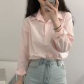 Spring and Autumn New Pure Color Korean Style Long-Sleeved Shirt Women's Design Sense Minority All-Match Casual Overshirt.