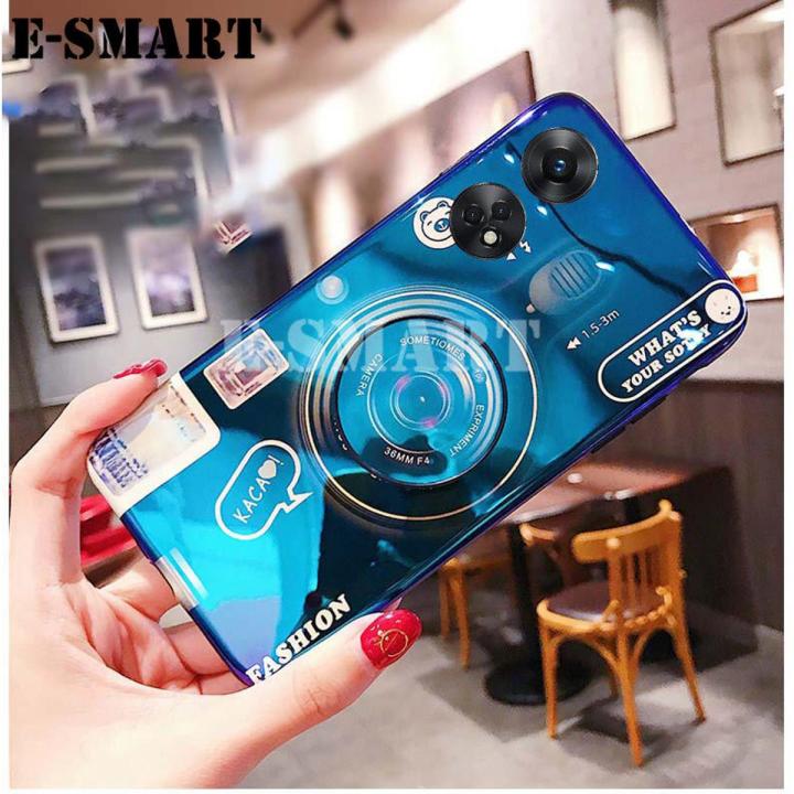 For OPPO Reno 8T 4G Case Camera Cute Cartoon Silicone Couple Stand Holder Bracket Soft for OPPO Reno 8T 4G Back Cover