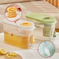 3.9L Cold Water Bottle With Faucet Lemon Bottle Drinkware Kitchen Iced Drink Fruit Tea Drink Cool Water jug For Outdoor Camping.