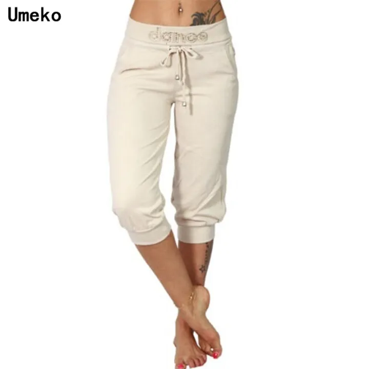Summer%20Women's%20Fashion%20Elastic%20Waist%203/4%20Jogging%20Capri%20Hose%20Strass%20Dance%20Paisley%20Drawstring%20Casual%20Sport%20Fitness%20Pants%20Plus%20Size%20-%20Image%206