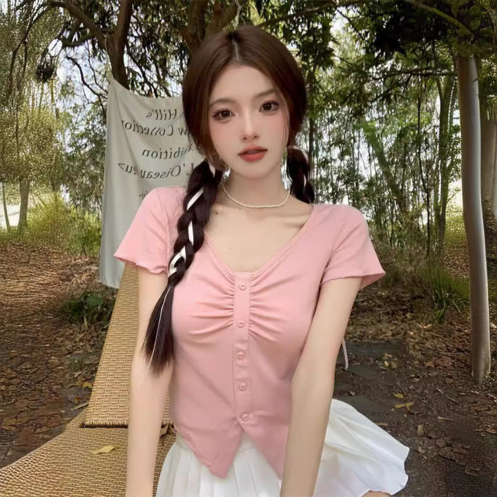 Summer Short Sleeve T Women's T-shirt Hot Girl Slim-Fit Design Sense Niche Top Pure Desire Style Sweet Slim Fit Slimming