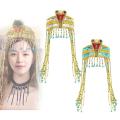 Happy night Egyptian Headpiece Beaded Tassel Headband Cosplay Egypt Queen Headdress Egyptian Costume Accessories for Holiday Photo Prop. 