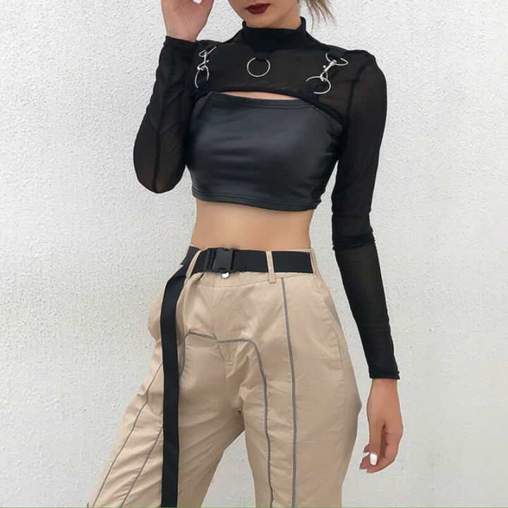 Fashion%20Women%20Lady%20Mesh%20Long%20Sleeve%20O%20Neck%20Crop%20Tops%20Bikini%20Cover%20Up%20T-Shirt%20Blouse%20Girls%20Autumn%20-%20Image%203