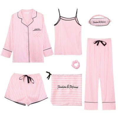 7%20Pieces%20Womens%20Silk%20Satin%20Pajamas%20Sets%20Pyjamas%20Set%20Sleepwear%20Pijama%20Pajamas%20Suit%20Female%20Sleep%20Two%20Piece%20Set%20Loungewear%20-%20Image%204