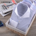 Classic French men's long sleeved shirt with contrasting colla retro gentleman collar white collar boss shirt for men. 