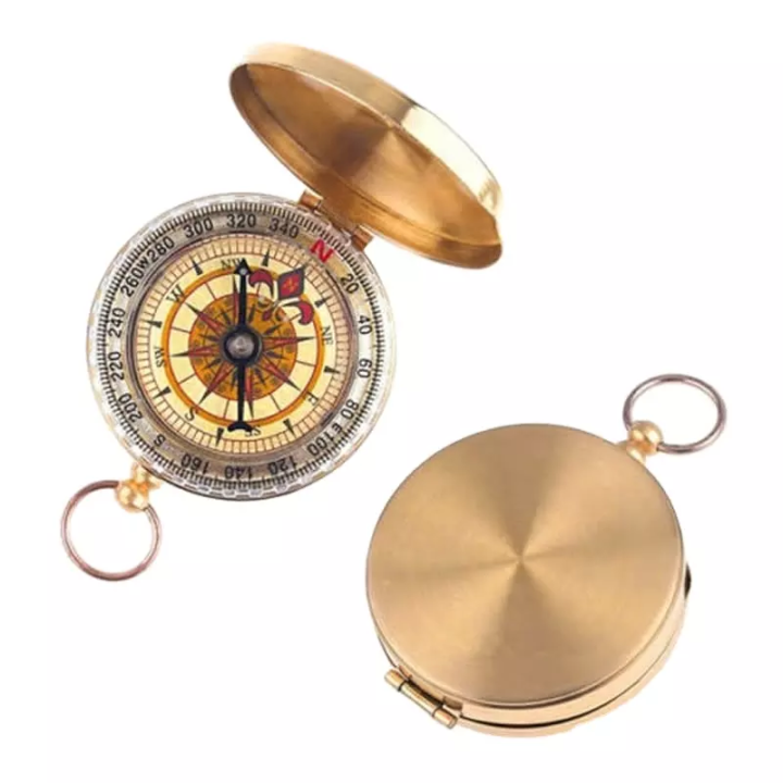 High-Grade Copper Flip Compass - Retro Rocket Design For Camping And Outdoor Adventures - Adding A Stylish Touch