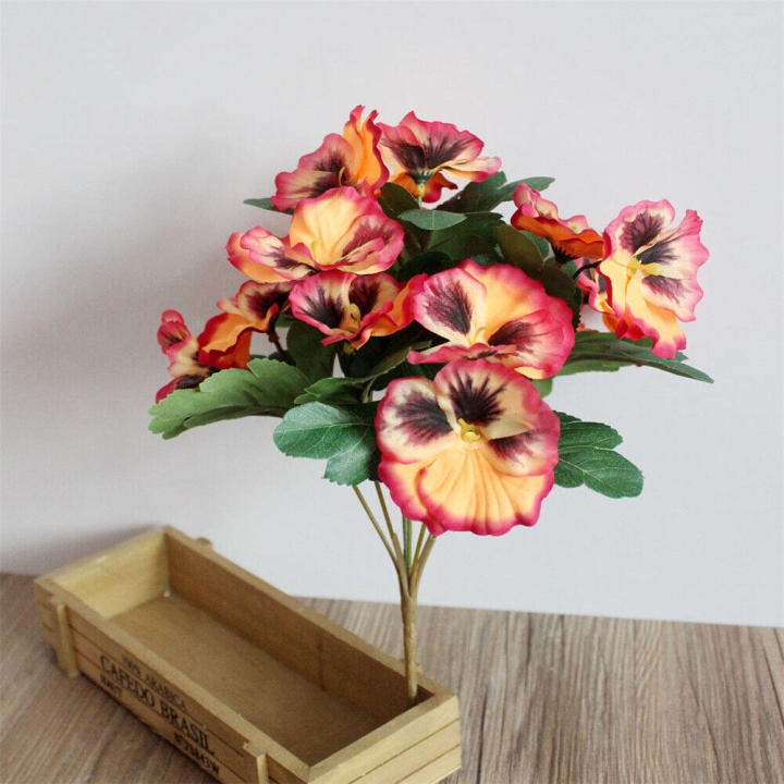 Wedding%20Garden%20Deor%2010%20Heads%20Stems%20Artificial%20silk%20Flowers%20Pansy%20Bunch%20Home%20-%20Image%205