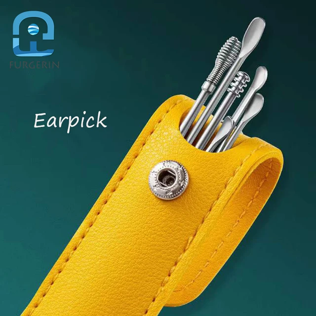 6pcs/set Stainless Steel Ear Picking Tool Set Ear Wax Remover Cleaner Ear Cleaning Spoon Ear Protector Ear Picker