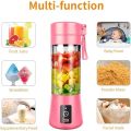 Portable Blender, YKSINX Smoothie Juicer Cup, Personal Mini Blender for Shakes and Smoothies, Six Blades in 3D, 13oz 2000mAh Powerful USB Rechargeable Home Travel Handheld Fruit Juicer (Pink).