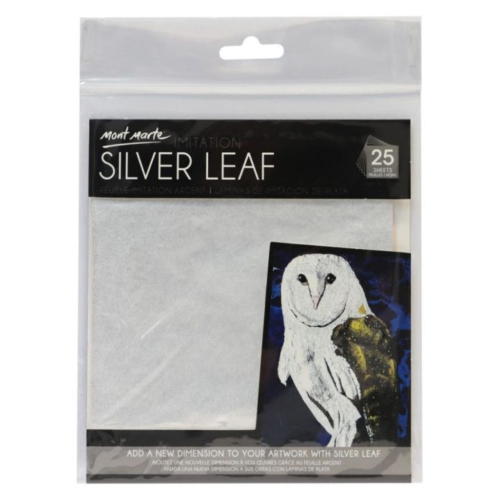 Mont Marte Imitation Silver Leaf 14×14cm – 25 Sheets