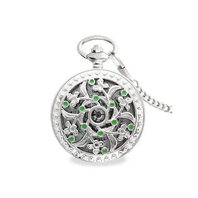 Students watch watch retro flip large dial green flower series genuine the moment
