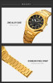 SKMEI 1816 Golden Stainless Steel Dual Time Watch For Men - Black & Golden (Black). 