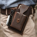 Leather Belt Retro Holster​ Cell Phone   (Brown). 