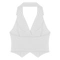 Women Notched Lapel Backless Button Down Suit Vest Solid Color Casual Waistcoat. 