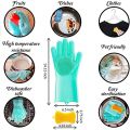 1 Pair Scrub Rubber Gloves Silicone Reusable Anti-Cut Kitchen Gloves Washing Dishes Latex Cleaning Wear Heat Resistant Scrubbers. 