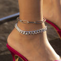 【Clearance sale】 Foot Ornaments Cuban Link Chain Simple Miami Ankle Ring Fashion Charm Women's Stacked Anklet. 