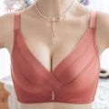 Cross Mesh Breathable Bra Stripe Lace Gentle And Comfortable Cotton Push Up Bras Close To Skin Adjustable Seamless Underwear. 