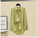 2023 Autumn Women's Wear Tencel Cotton Loose Relaxed Sunscreen Shirt Korean Edition Solid Color Versatile Drop Long Sleeve Top.