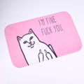 Cartoon Animal Cat Go Away Printing Doormat Flannel Home Decoration Non Slip Floor Mat Cat Door Mat Carpets.