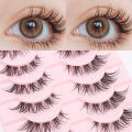 10 Pairs Eyelashes 3D Natural False Lashes Fluffy Soft Cross Manga Lashes Clear Stem Wispy Natural Eyelash Extension Makeup. 