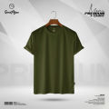 GoodMan Premium Quality Olive Color Solid Cotton Short Sleeve T Shirt for Men.. 