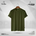 GoodMan Premium Quality Olive Color Solid Cotton Short Sleeve T Shirt for Men.. 