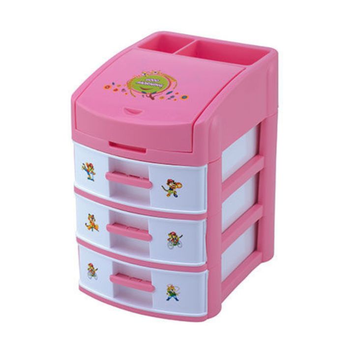 Plastic%20Tomi%20Organizer%20-%20Light%20Pink,%20Plastic%20Storage%20Shelfty%203%20Drawer%20%20Mini%20Organizer%20-%20Image%203