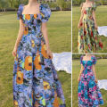 ZANZEA Korean Style Womens Puff Sleeve Printed Dress Tunic Loose Holiday Maxi Sundress. 