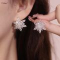 Fashion Temperament Light Luxury Zircon Flower Shiny Earrings Wedding Party Gift Woman Crystal Earring Jewelry. 