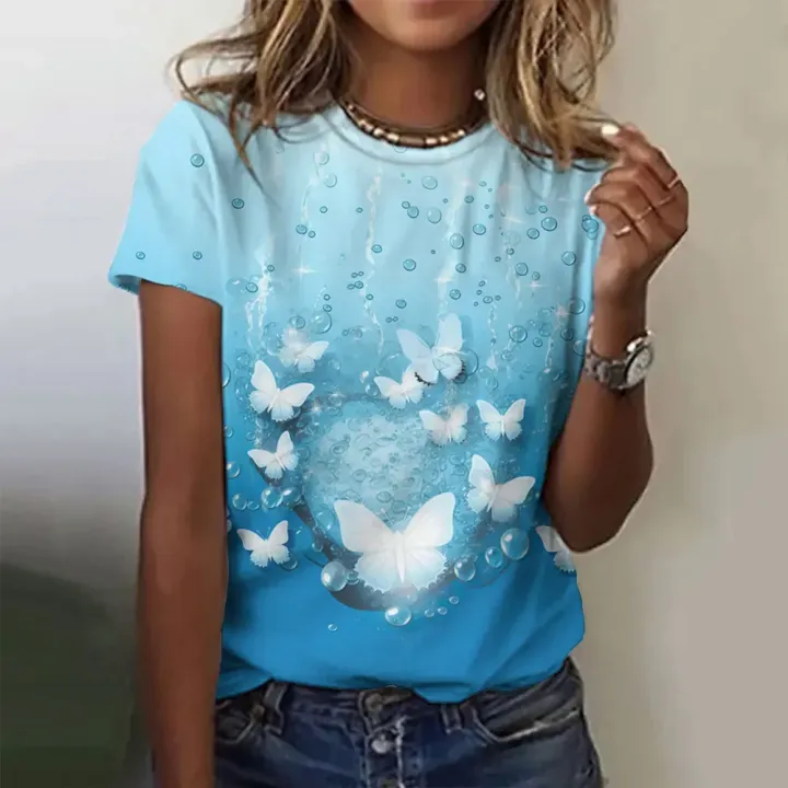 Women's%20T-Shirts%20Summer%20Fashion%20Harajuku%203D%20Butterfly%20Printed%20Short%20Sleeve%20Tops%20Female%20Clothing%20Casual%20O-neck%20Oversized%20T%20Shirts%20-%20Image%209