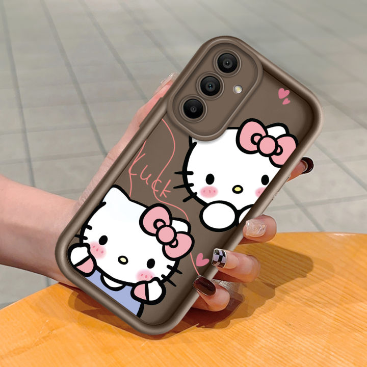 TA for Samsung A15 4G A25 5G Back Cover Soft Square Hello Kitty Pattern Cases Silicone Camera Protection Phone Case