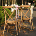 GC Wedding Decorations, Wedding Chair Decorations With Artificial Open Rose, Green Leaves, Handmade Chiffon Ribbons, Wedding Flowers Decorations For Ceremony.
