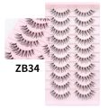 10 Pairs Eyelashes 3D Natural False Lashes Fluffy Soft Cross Manga Lashes Clear Stem Wispy Natural Eyelash Extension Makeup. 