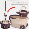 Premium 360 degree floor cleaning spin mop with wheels and mop bucket mop set wtih removable basket.