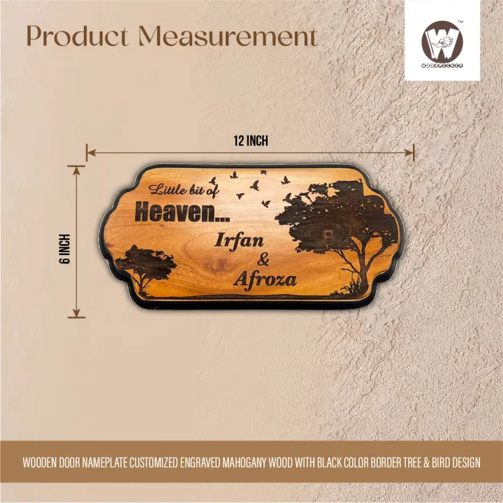 Wooden%20Door%20Nameplate%2012x6%20inch%20Customized%20engraved%20mahogany%20wood%20with%20black%20color%20border%20tree%20&%20bird%20design%20-%20Image%202
