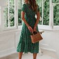 Vestidos Vintage Vintage Print Puff Sleeve Summer Beach Sweet Dresses Casual Square Collar Floral Maxi Long Dress 2021 Festa.
