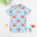 Children's swimsuits, boys' one-piece swimsuits, zippers, short-sleeved shorts, boxer cross-border supply, small crabs, children's swimsuits. 