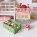 Mini Plastic Storage Box Collapsible Storage Container Desktop Cosmetic Basket. 