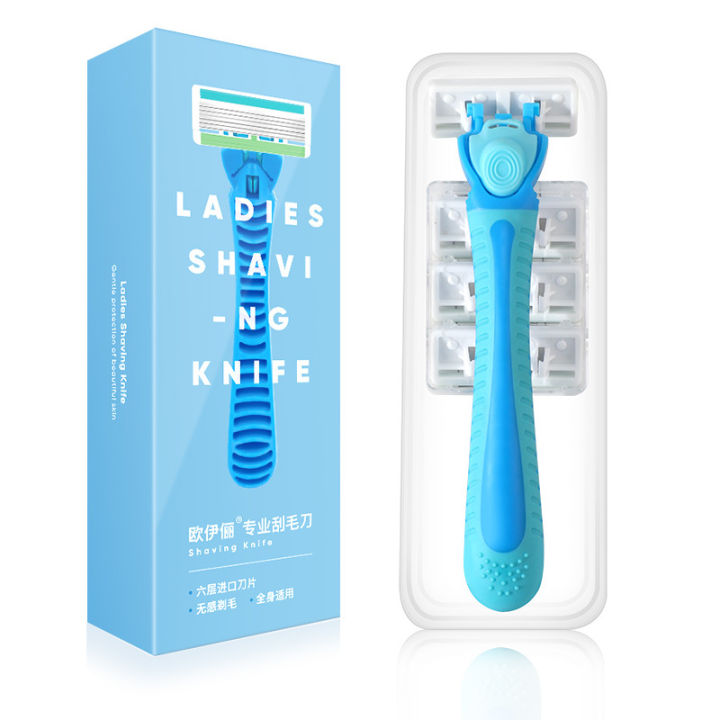 1 Handle + 4 Blades/ Men And Women Body Hair Safety Bikini Aloe Strip Razors Blade Set Female Shavers Replacement Heads