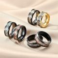 Wholesale Man Ring Carbon Fiber Black Dragon Inlay Comfort Fit Stainless steel Rings for Men Wedding Band Ring. 