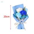 Soap Flower Bouquet Artificial Flower for Engagement Ceremony Anniversary 20cm blue paper. 